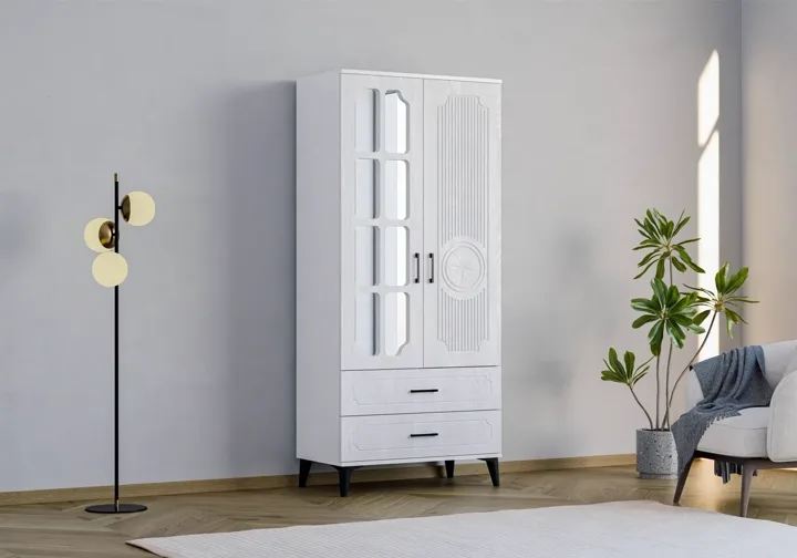 Uzay 2-Door Wardrobe - White TN0379
