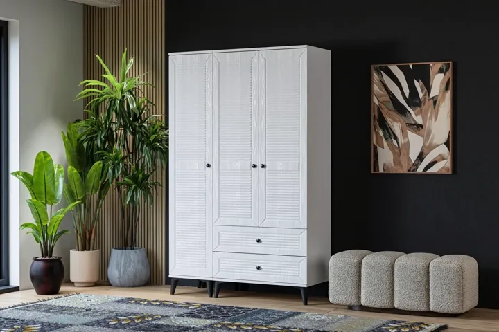 Vera Naz 3-Door Wardrobe - White TN0362