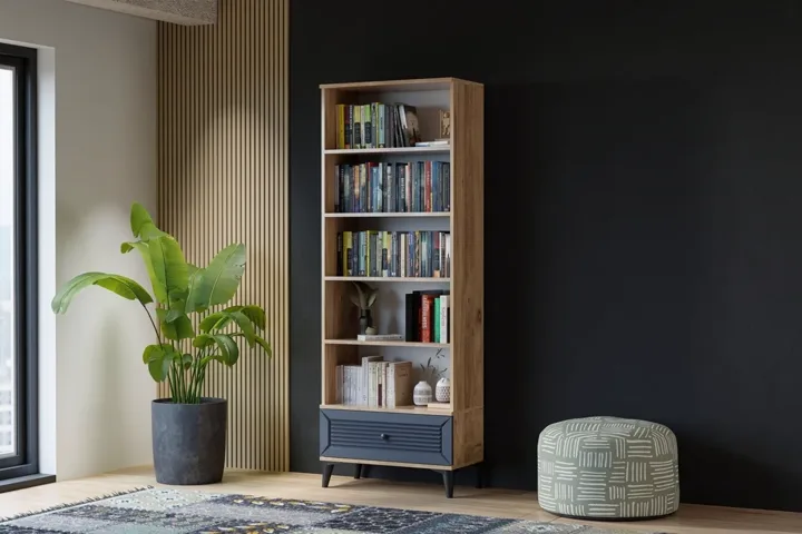 Vera Naz Bookcase - Atlantic Pine / Anthracite TN0373