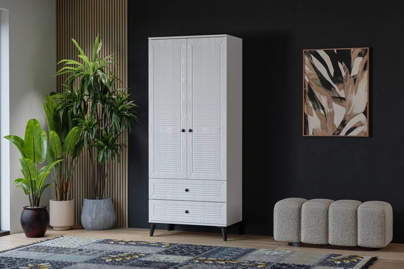 Vera Naz 2-Door Wardrobe - White TN0363