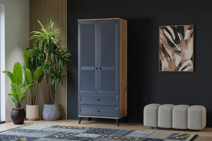 Vera Naz 2-Door Wardrobe - Atlantic Pine / Anthracite TN0371