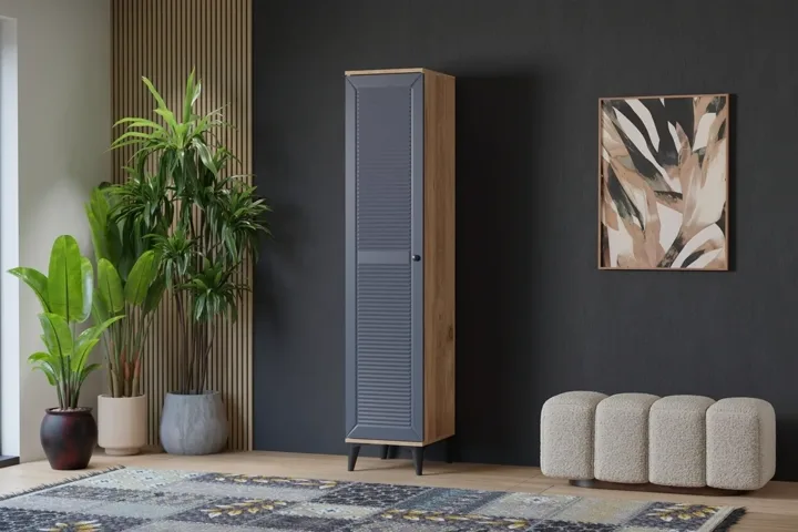Vera Naz 1-Door Wardrobe - Atlantic Pine / Anthracite TN0372