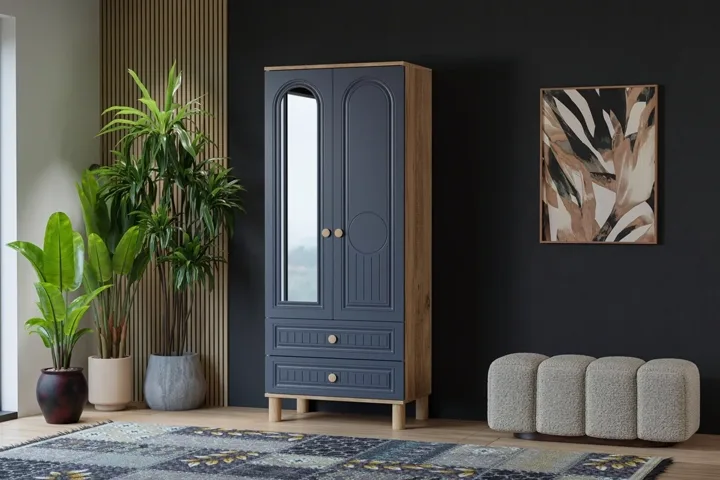 Vera Bohem 2-Door Cabinet - Atlantic Pine / Anthracite TN0347