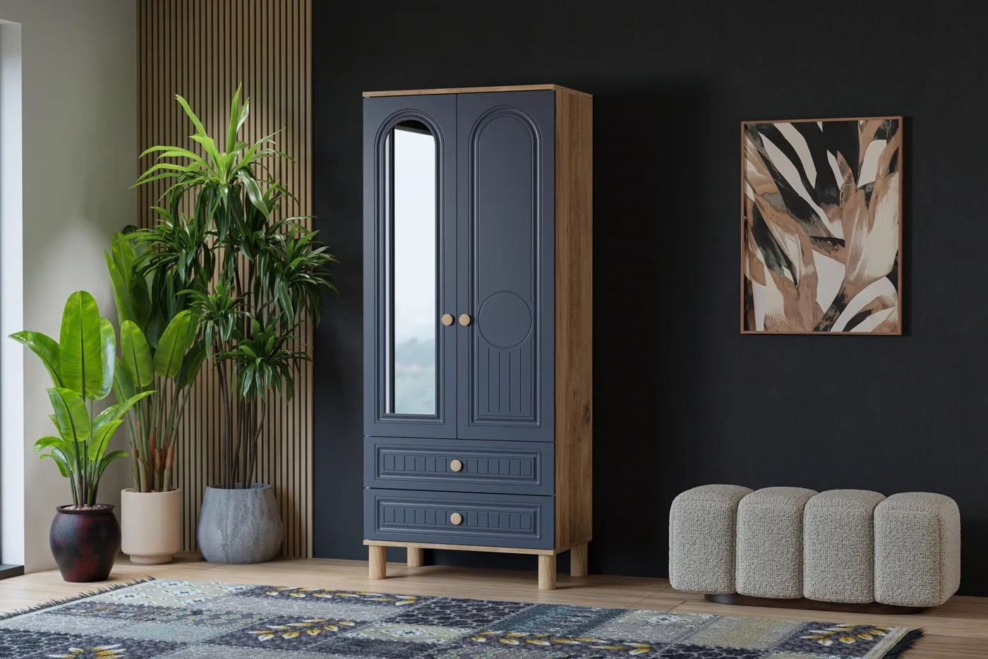 Vera Bohem 2-Door Cabinet - Atlantic Pine / Anthracite TN0347
