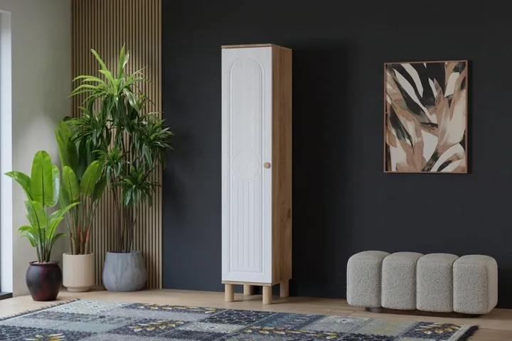 Vera Bohem 1-Door Cabinet - Atlantic Pine / White TN0356