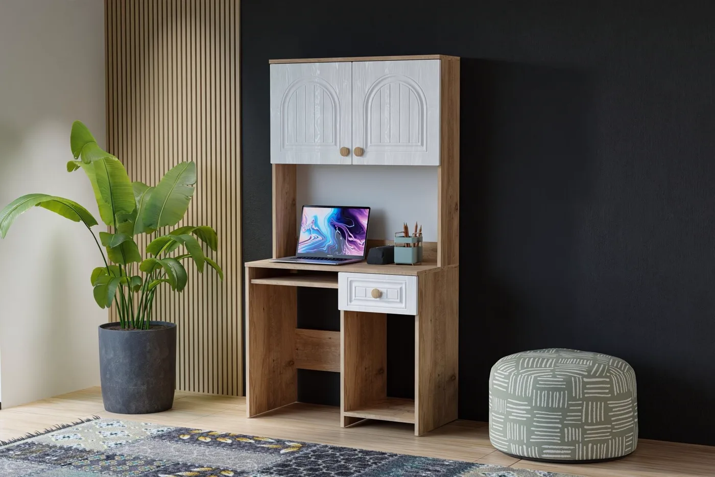 Vera Bohem Desk - Atlantic Pine / White TN0358