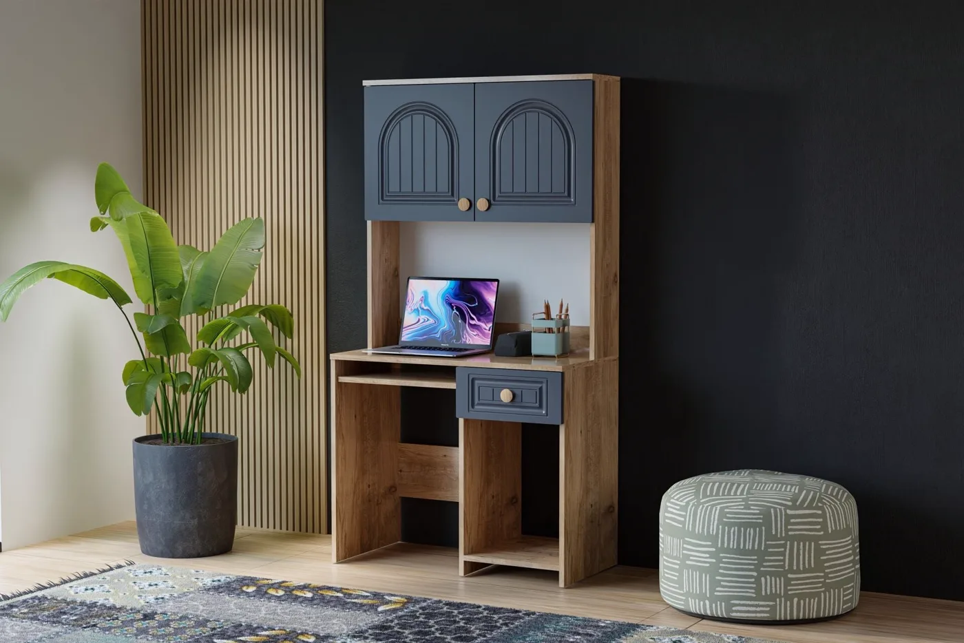Vera Bohem Desk - Atlantic Pine / Anthracite TN0350