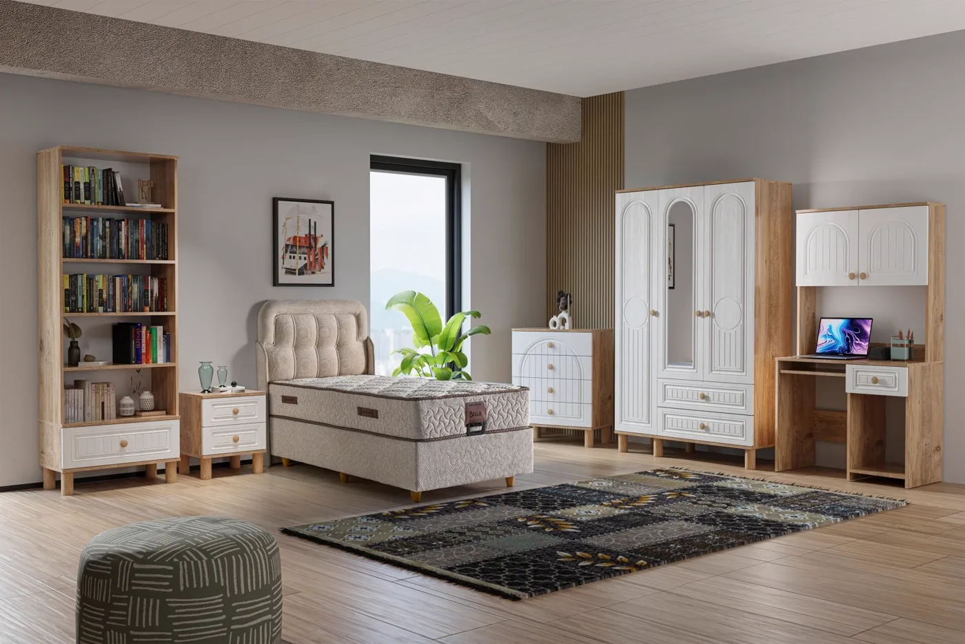 Vera Bohem Teenage Room Set - Atlantic Pine / White TN0353