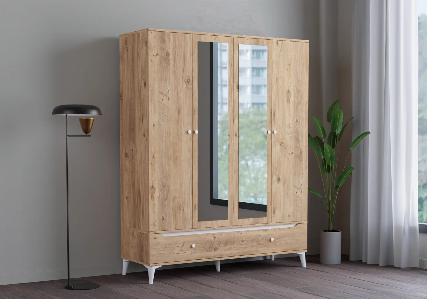 Carina 4-Door Wardrobe - Atlantic Pine TN0330