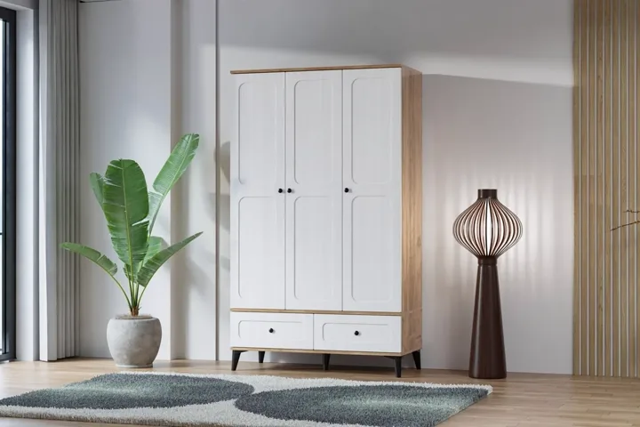 Carina Vintage 3-Door Wardrobe - Atlantic Pine / White TN0307