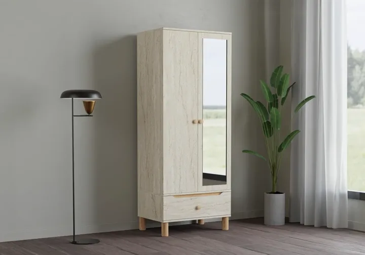 Carina 2-Door Wardrobe - Travertine TN0316