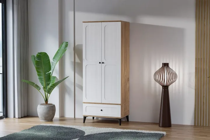 Carina Vintage 2-Door Wardrobe - Atlantic Pine / White TN0308