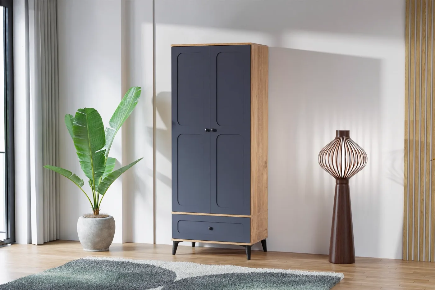 Carina Vintage 2-Door Wardrobe - Atlantic Pine / Anthracite TN0300