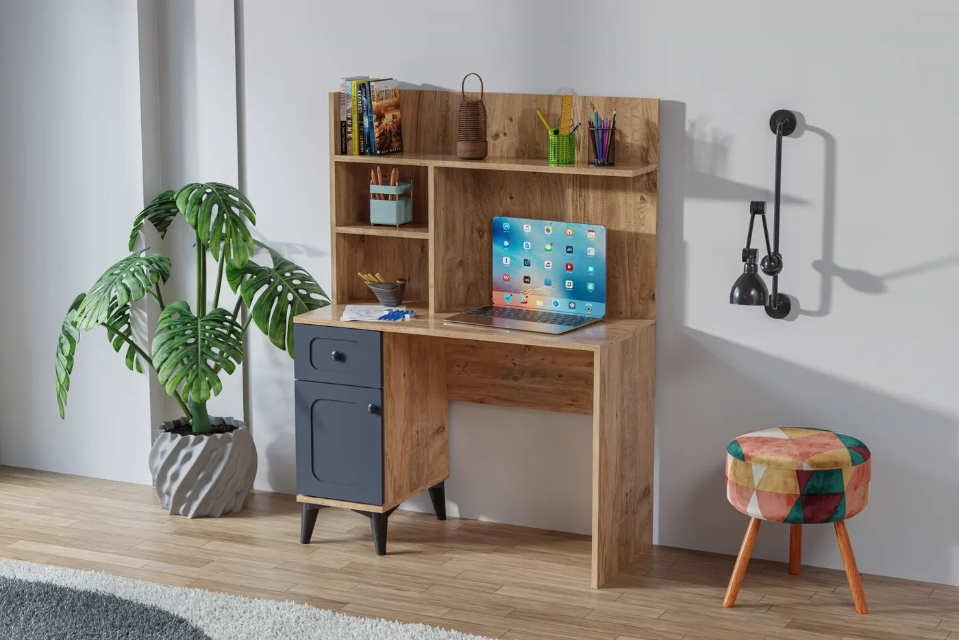 Carina Vintage Teenage Room Set - Atlantic Pine / Anthracite TN0297