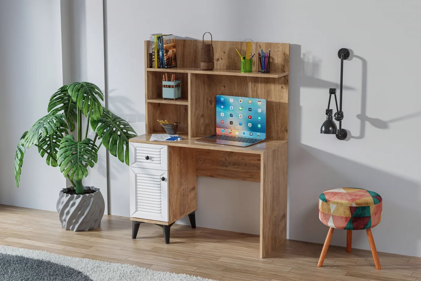 Carina Naz Desk - Atlantic Pine / White TN0286