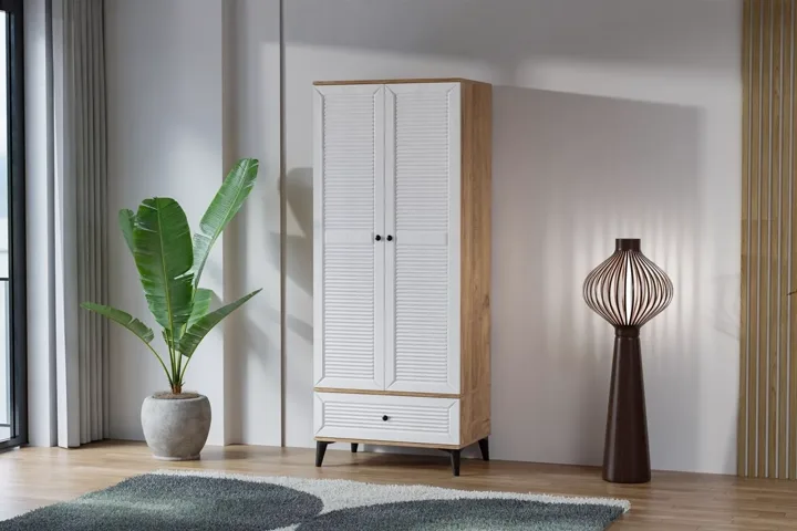Carina Naz 2-Door Wardrobe - Atlantic Pine / White TN0284