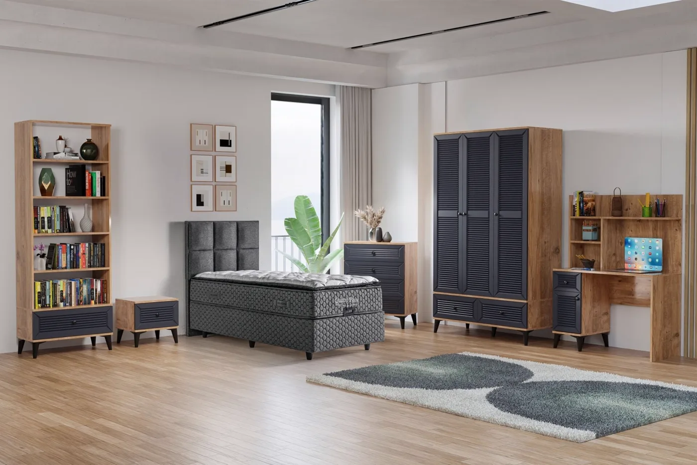 Carina Naz Youth Room Set - Atlantic Pine / Anthracite TN0273