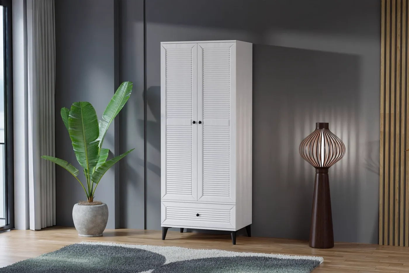 Carina Naz 2-Door Wardrobe - White TN0268
