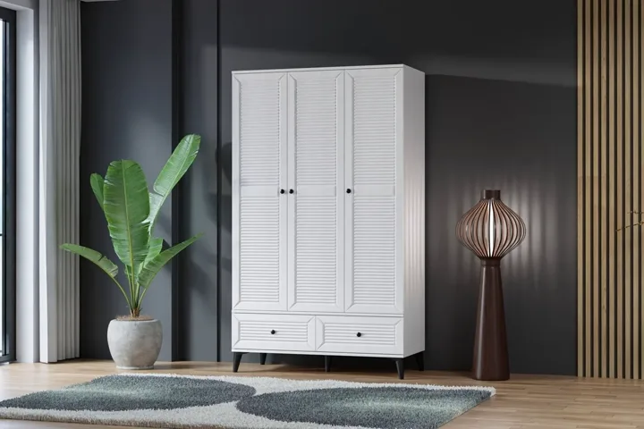Carina Naz 3-Door Wardrobe - White TN0267