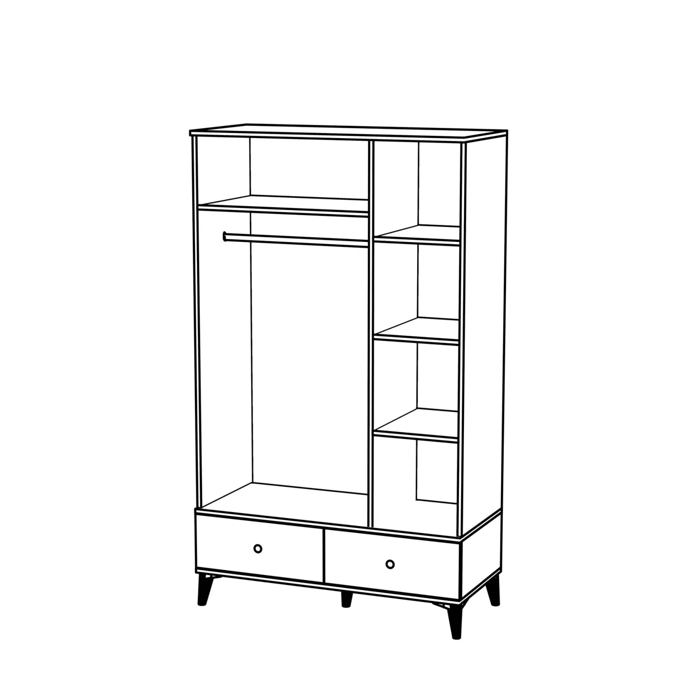 Carina Naz 3-Door Wardrobe - White TN0267