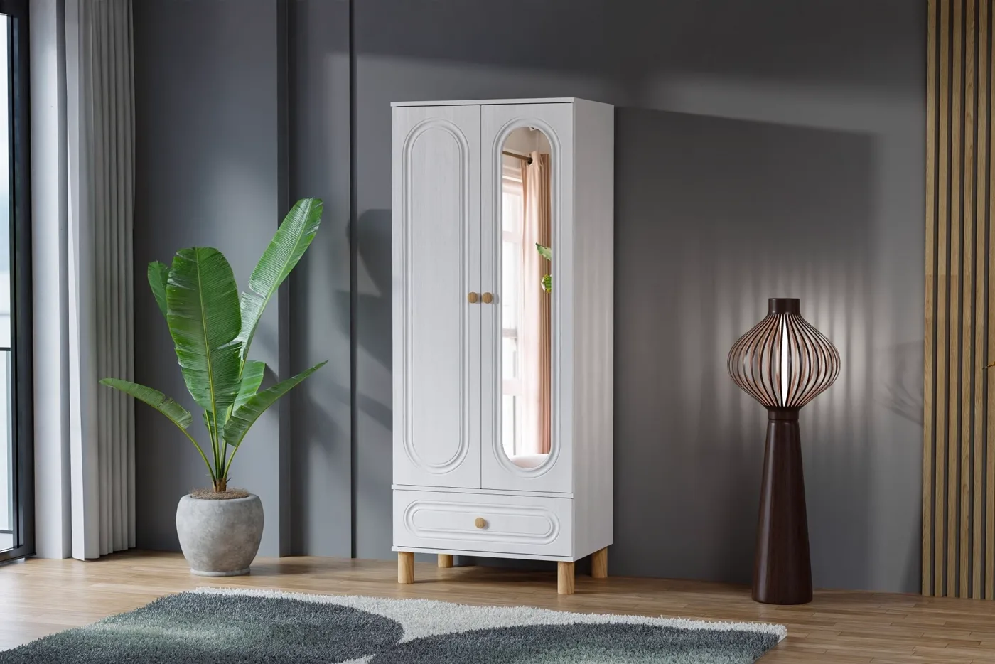 Carina Bohem 2-Door Wardrobe - White TN0244
