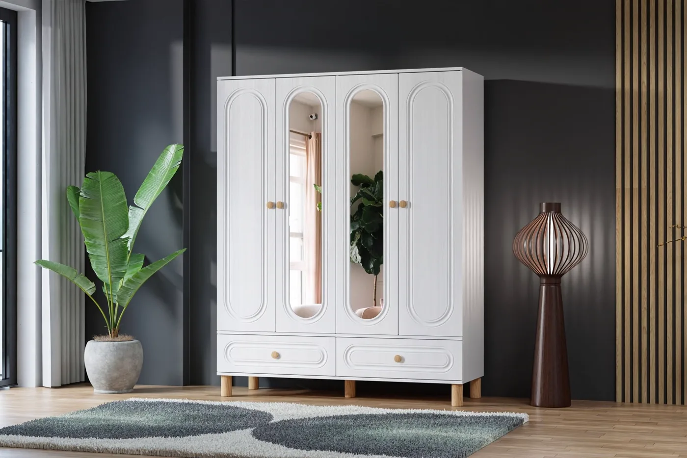 Carina Bohem 4-Door Cabinet - White TN0242