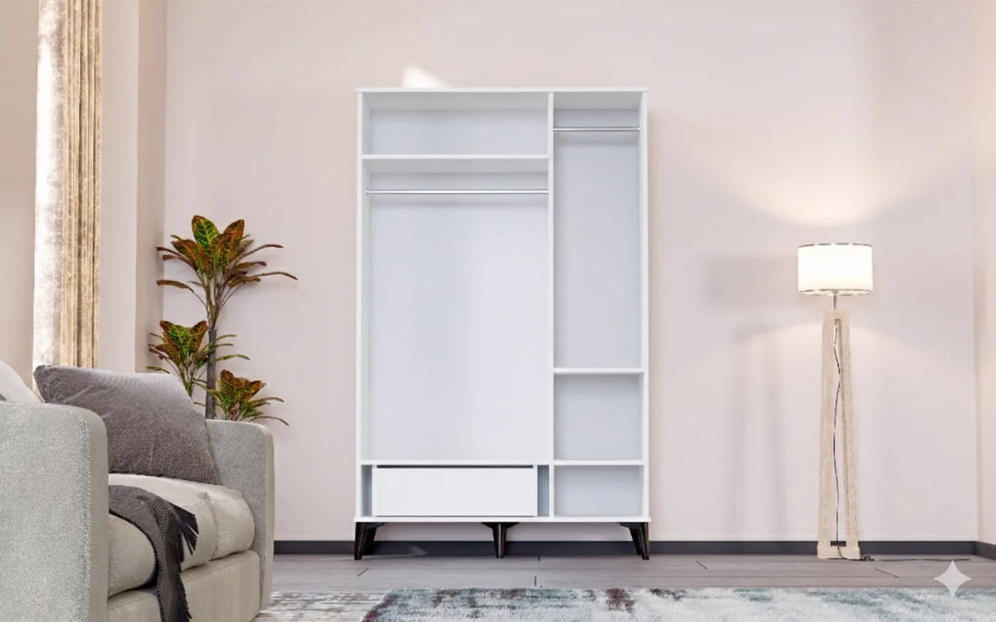 Tire 3-Door Cabinet - White TN0416