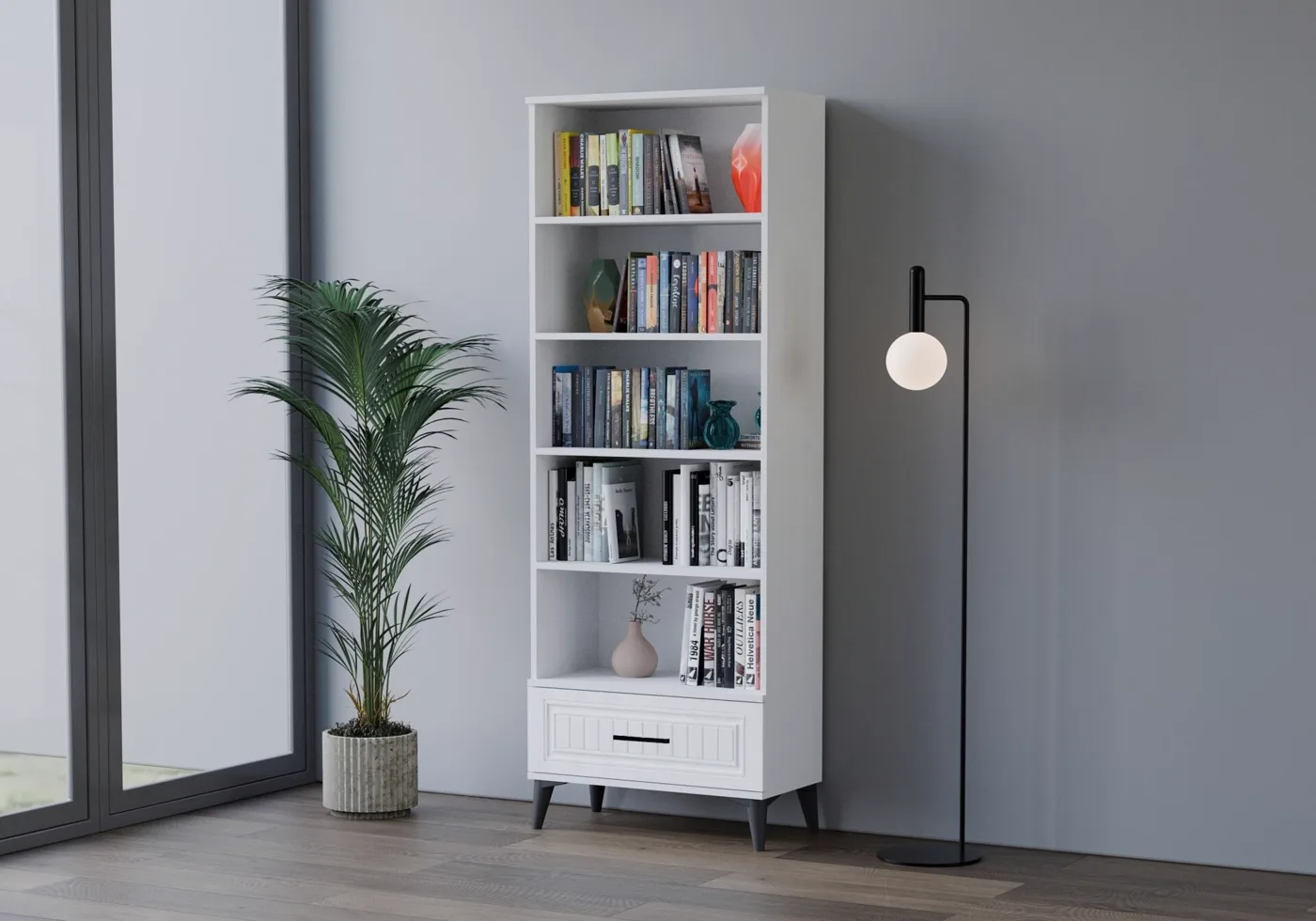 Uzay Bookcase - White TN0384