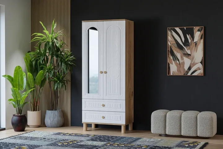 Vera Bohem 2-Door Cabinet - Atlantic Pine / White TN0355
