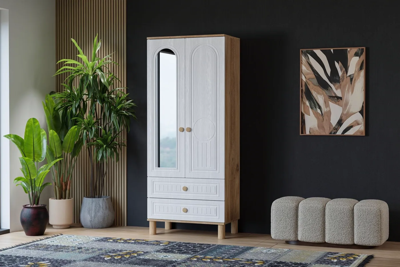 Vera Bohem 2-Door Cabinet - Atlantic Pine / White TN0355