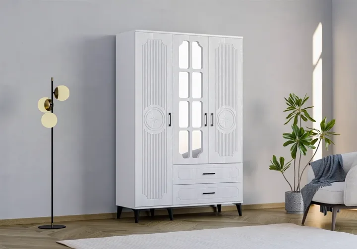 Uzay 3 Kapılı Dolap - Beyaz TN0378