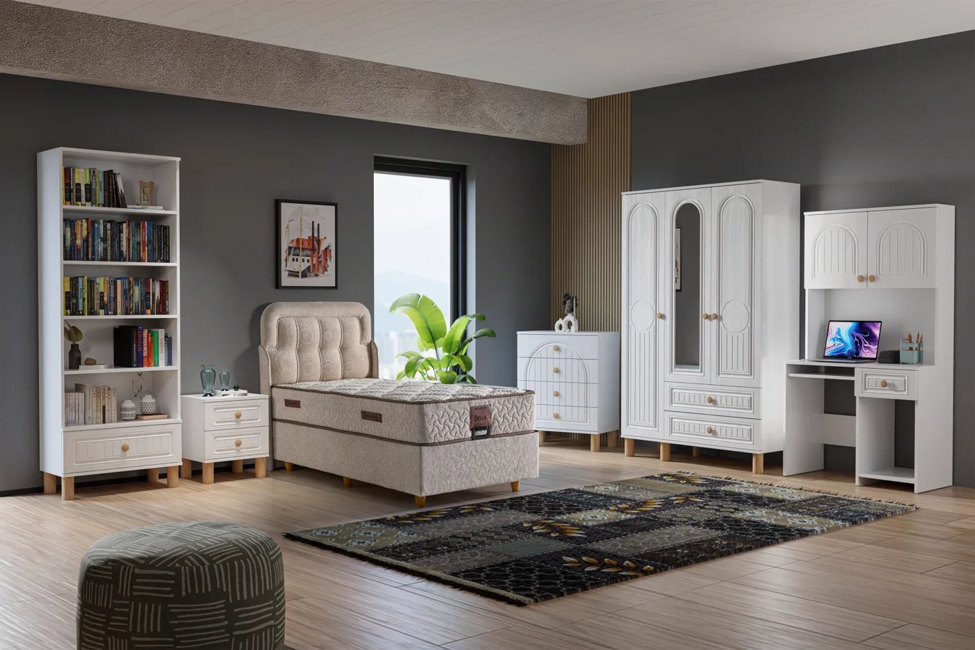 Vera Bohem Youth Bedroom Set - White TN0337