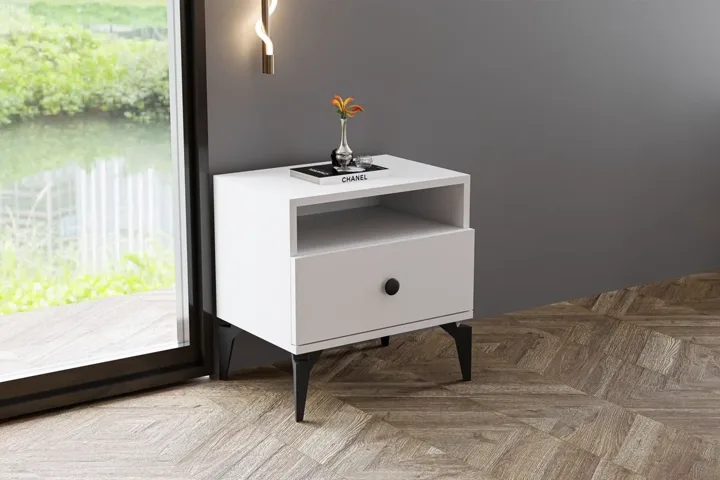 Can Bedside Table - White TN0214
