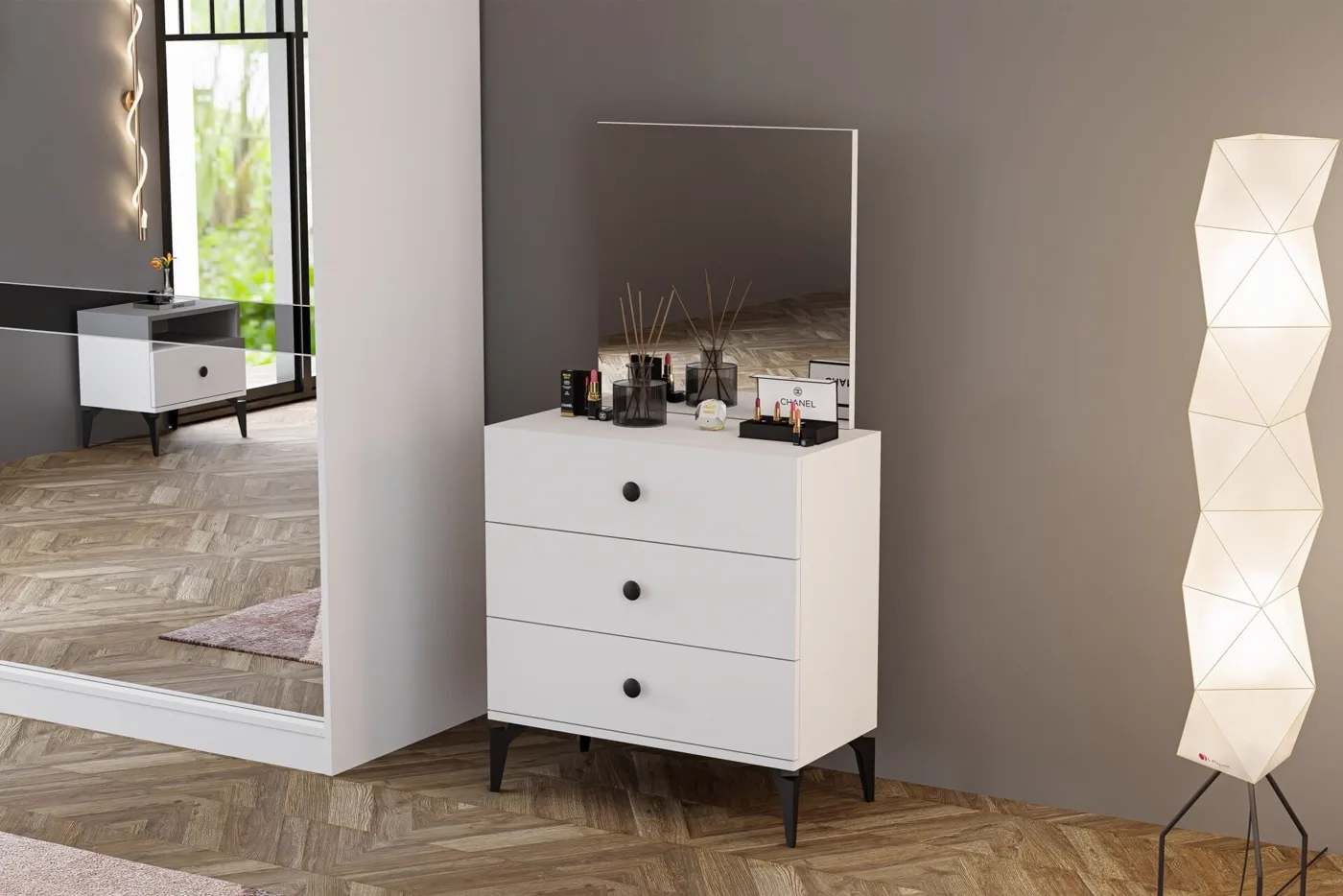 Melisa Bedside Table - White TN0199