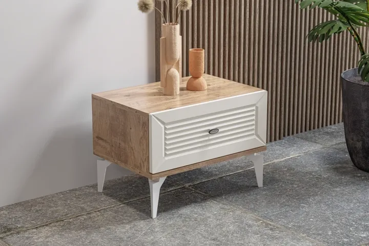 Naz Bedside Table - Atlantic Pine / Moonstone TN0189