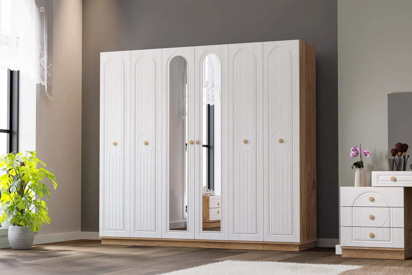 Bohem Bedroom Set 100% MDF - Atlantic Pine / White TN0176