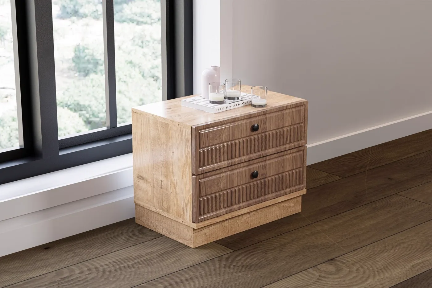 Defne Bedroom Set 100% MDF - Atlantic Pine / Walnut TN0146