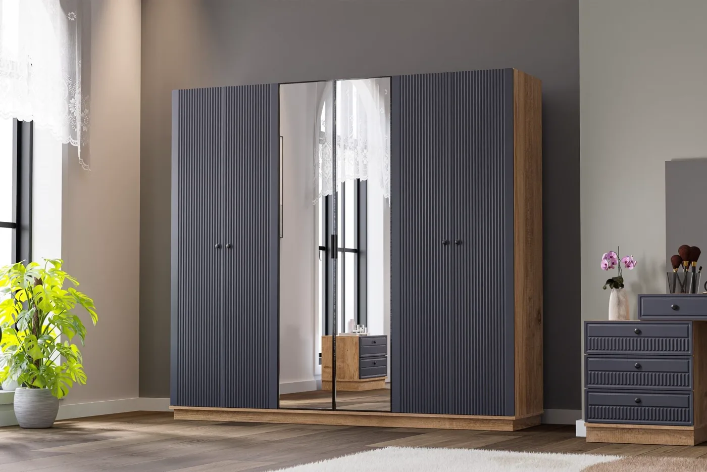 Defne Wardrobe - Atlantic Pine / Anthracite TN0155