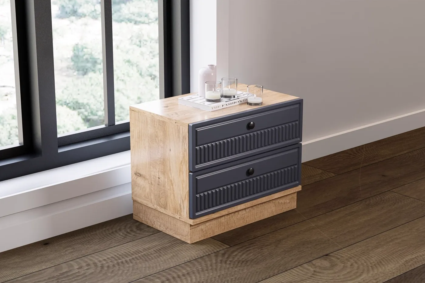 Defne Bedside Table - Atlantic Pine / Anthracite TN0154