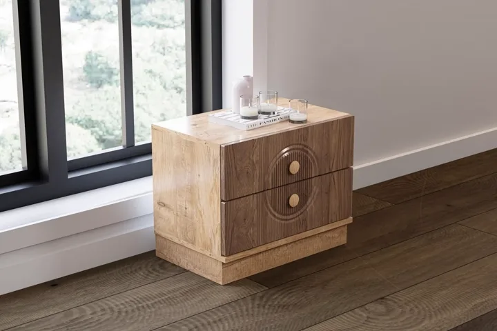 Mira Bedside Table - Atlantic Pine / Walnut TN0129
