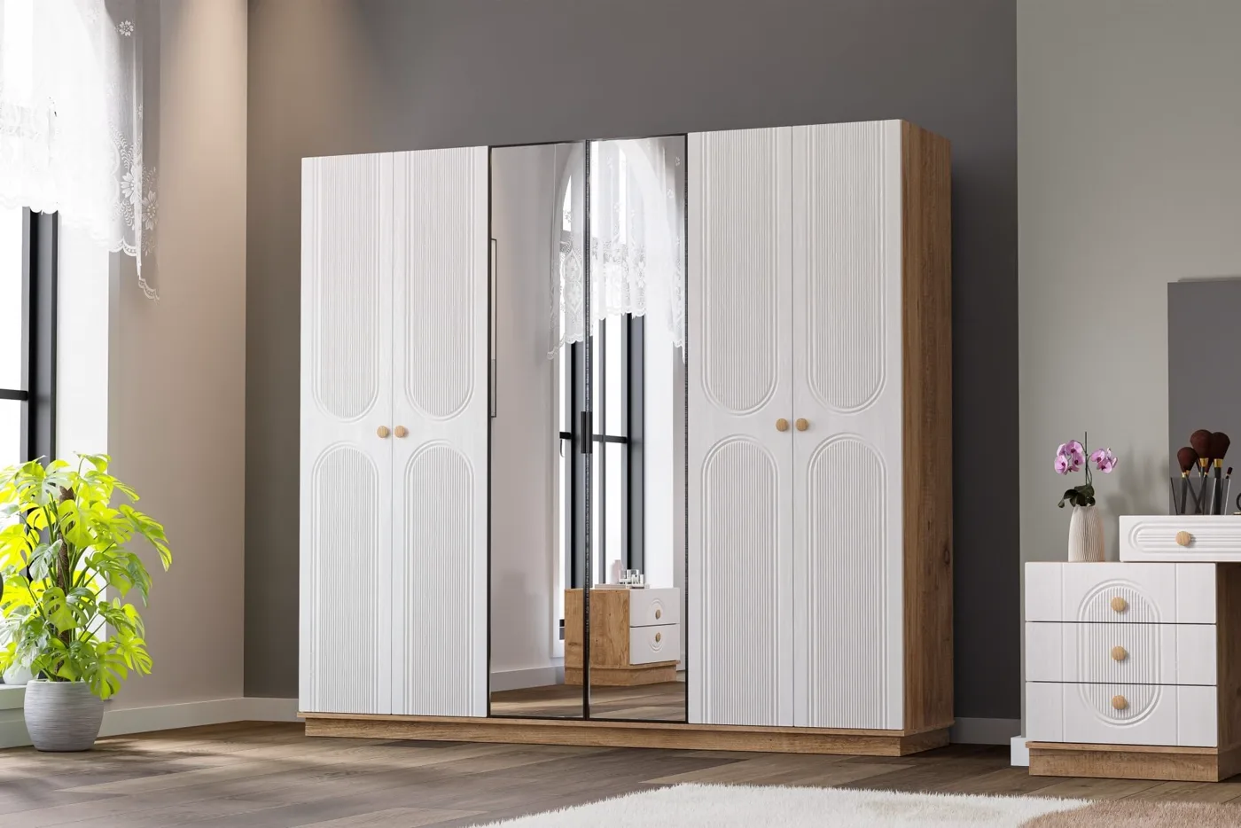 Mira Wardrobe - Atlantic Pine / White TN0137