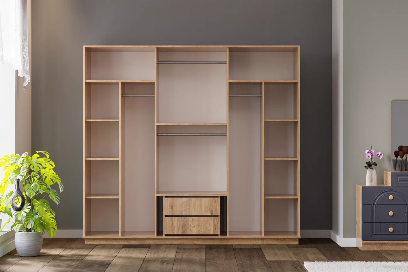 Mira Wardrobe - Atlantic Pine / Anthracite TN0135