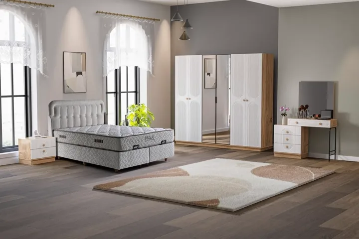 Mira Bedroom Set %100 MDF - Atlantic Pine / White TN0136