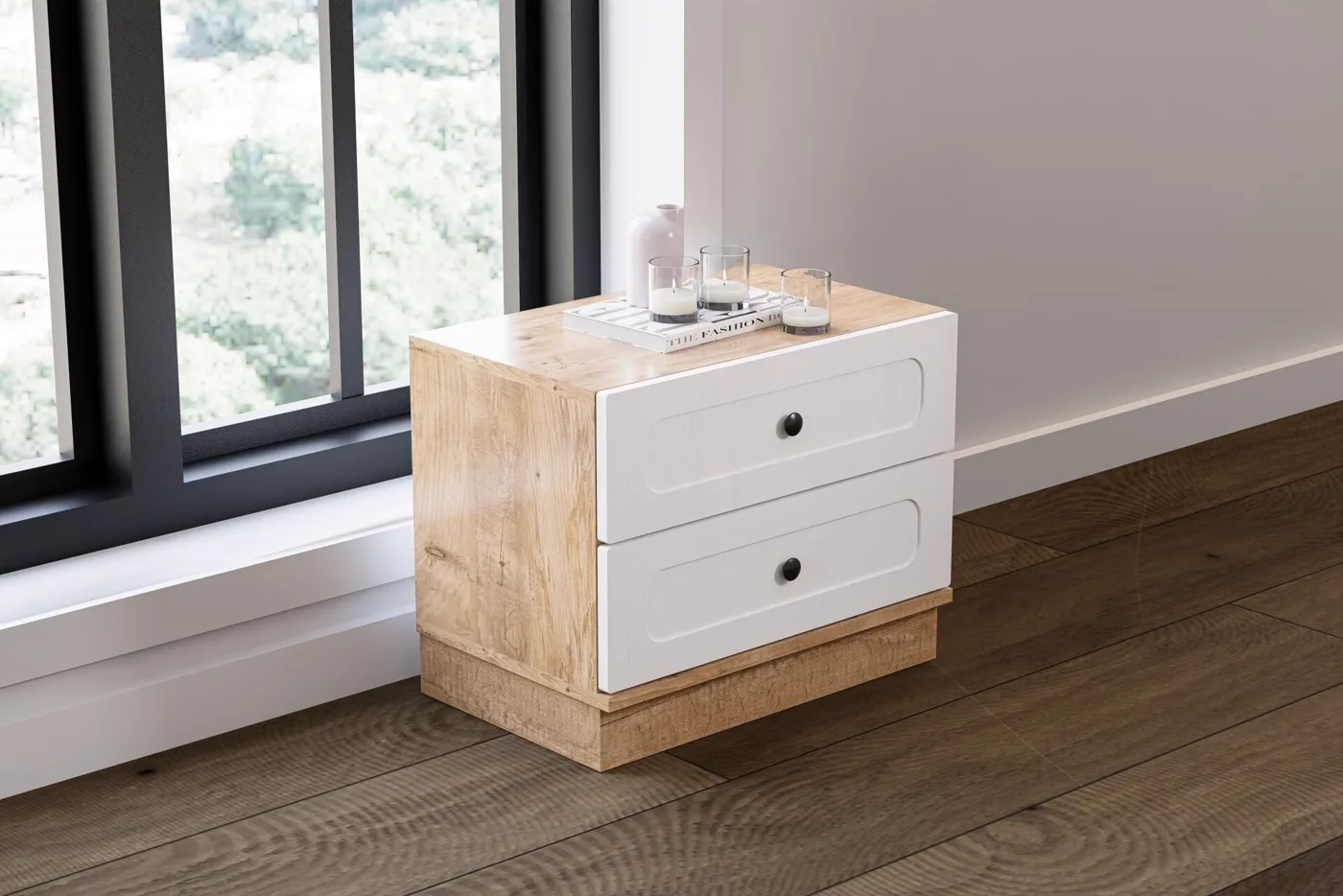 Vintage Bedside Table - Atlantic Pine / White TN0119