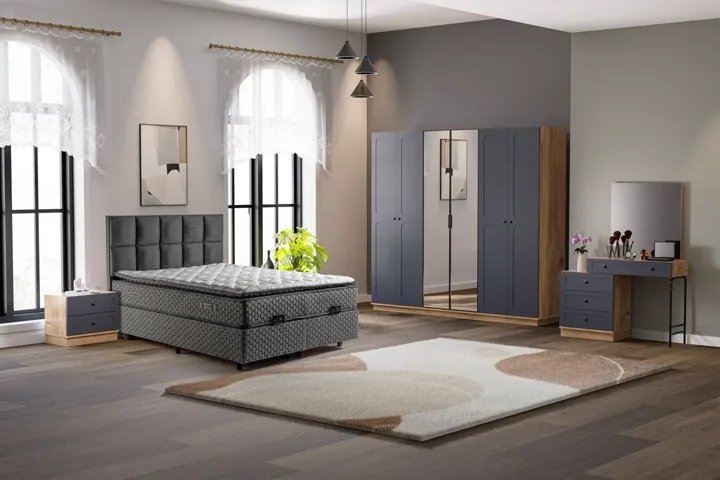 Vintage Bedroom Set 100% MDF - Atlantic Pine / Anthracite TN0111