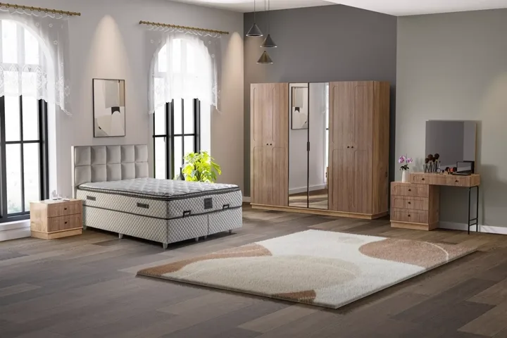 Vintage Bedroom Set 100% MDF - Atlantic Pine / Walnut TN0106