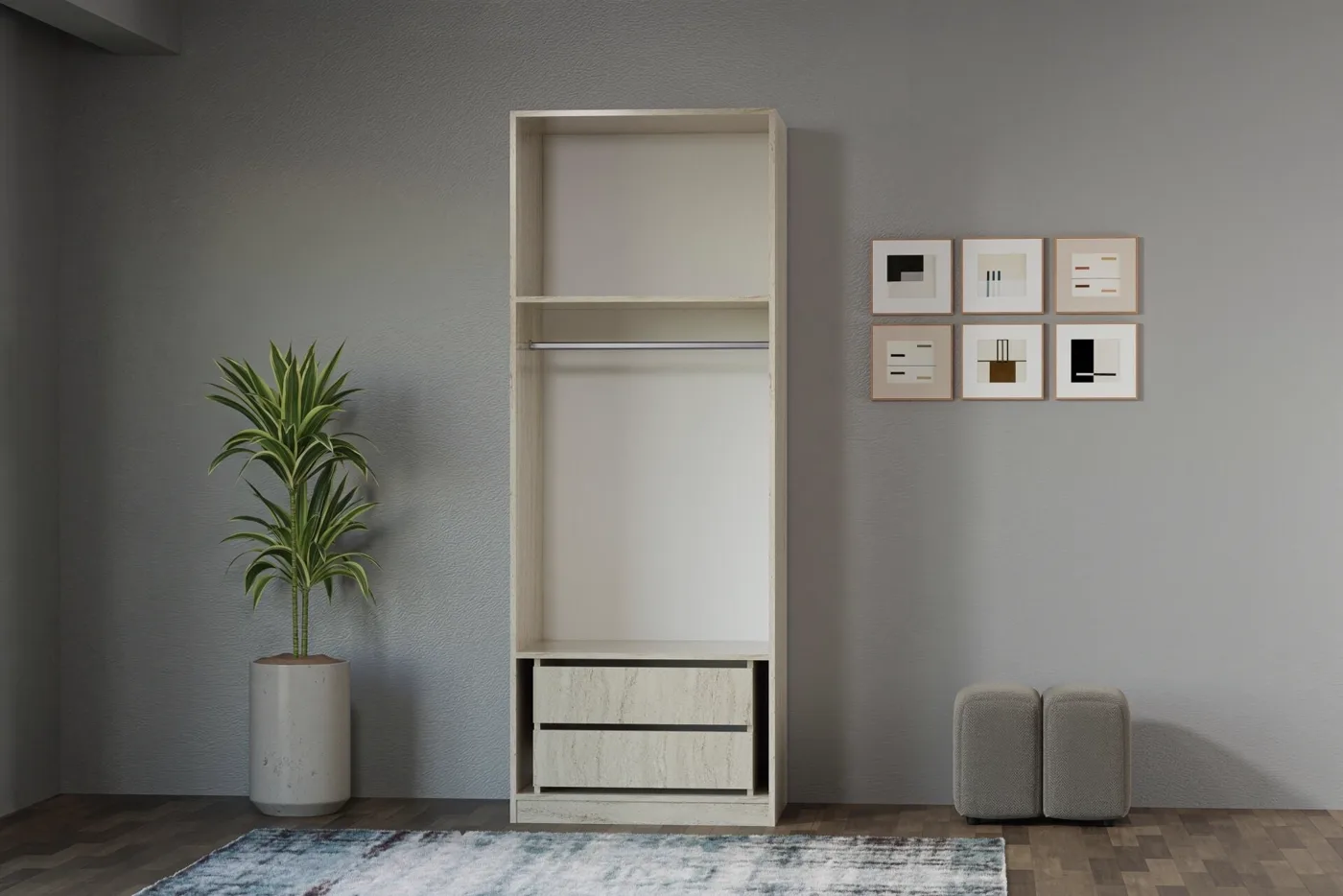 Royal Corner Wardrobe Set 100% MDF - Travertine TN0226