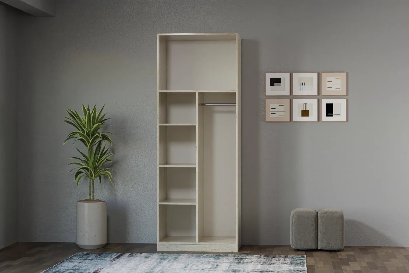 Royal Corner Wardrobe Set 100% MDF - Travertine TN0226