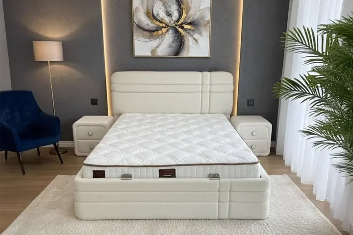 Royal White 180 x 200 Double Mattress, Divan Base, Headboard Set PV1422
