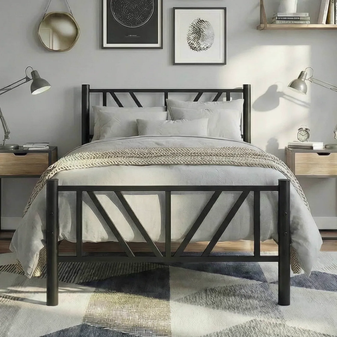 Smyrna Single Metal Bedstead 100x200 Black